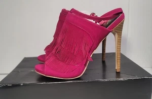 Scene Women’s Strap Pink Fringe 5" Inch Stiletto Heels Size 7 - Picture 1 of 12