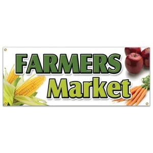 FARMERS MARKET BANNER SIGN produce fruit vegetables fresh tomatoes - Picture 1 of 10
