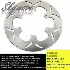 Rear Brake Disc Rotor For Yamaha VMX1200 1986-2007 Super Tenere XTZ1200 XV1700 - Picture 1 of 7