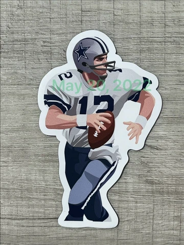 Roger Staubach #12 MAGNET - Dallas Cowboys NFL Man Cave Hardhat Vector art Cover
