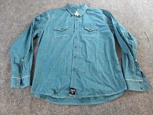 Rock 47 by Wrangler Shirt Mens  Teal  2XL Pearl Snap Cowboy Single Point Pockets - Picture 1 of 10