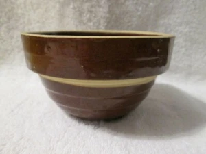 Pequeño tazón de mezcla acanalado de gres antiguo para colmena - Imagen 1 de 6