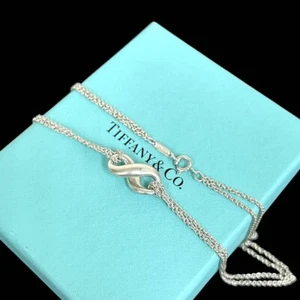 Collar TIFFANY & Co Infinity Doble Cadena Plata de Ley 925 Usado de Japón - Imagen 1 de 7