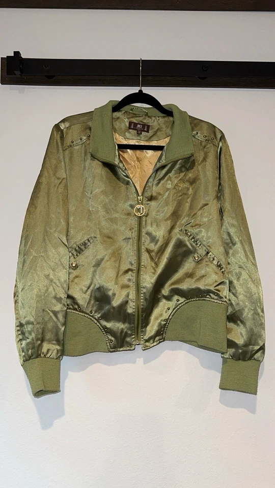 J Lo - Jennifer Lopez - Chaqueta Bomber Verde Satinado Talla XL Foto 1 de 4
