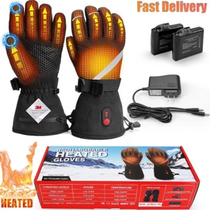 Electric Heated Gloves Battery Heat Hand Warm Windproof Thermal Gloves Winter  - Picture 1 of 8