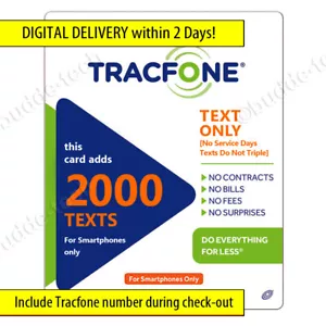 Tracfone 1000 Texts -- *LIMITED TIME 2000 TEXT MESSAGES* Direct add to phone - Picture 1 of 7