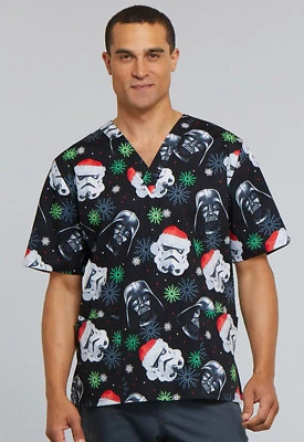 Star Wars Cherokee Scrubs Tooniforms Christmas Unisex V Neck Top TF606 SRMS - Image 1 of 4