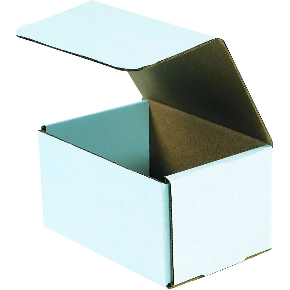 50 8" x 6" x 5" White Corrugated Mailers Die Cut Tuck Flap Boxes Free Shipping - Image 1 of 1