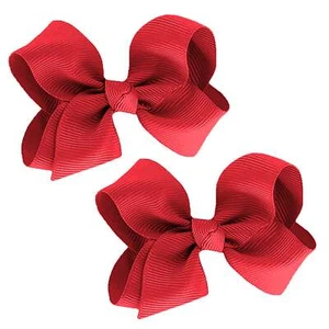 WD2U Baby Girls Set of 2 Small Grosgrain 3" Pigtail Hair Bows Alligator Clips - Picture 1 of 62