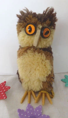 Alte Steiff Wollminiatur Eule Wolltier Knopf Fahne 7580/09  1971-1984 9cm - Bild 1 von 4