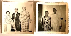 Lot of 2 Vtg 1950s Photos Men in Bathrobes Black & White Snapshots 3.5" x 3.5" - Picture 1 of 8