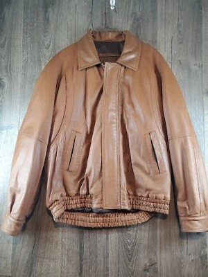 Vintage Bally Brown Leather Bomber Jacket Size 40 Medium M RESTORED - Image 1 of 4