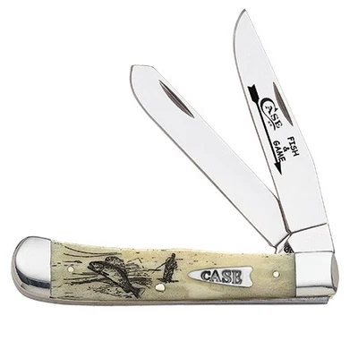 CASE XX KNIVES FISH & GAME NATURAL SMOOTH BONE TRAPPER - FLY FISHERMAN 6254 SS (