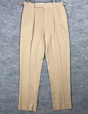 VINTAGE 80s 90s Polo Ralph Lauren Trousers Pants 34x36 Wool Gabardine Belted NWT - Image 1 of 4