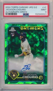 2024 Topps Chrome Update Sapphire Jackson Chourio Green Auto RC #89/99 PSA 9 - Picture 1 of 2