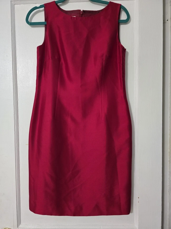 Talbots Pure Silk Sleeveless Red Sheath Dress Women's Size 6P Petite Formal  - Image 1 of 4