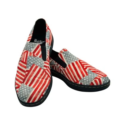 DR. MARTENS Shoes TIMON Kids Size 4 Red Loafer Slip On American Flag Patriotic - Image 1 of 4