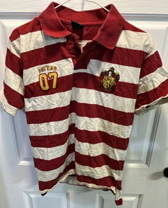 Polo Harry Potter "Potter 07" Hogwarts Crest rossa bianca a righe adulto M - Foto 1 di 6
