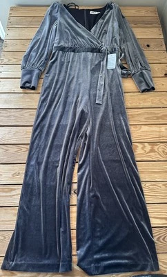 Eliza J NWT Women’s Velvet Jumpsuit Size 12 Grey C1 - Image 1 of 4