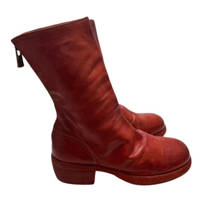 Guidi Botas de Cuero Rojo Óxido Media Pantorrilla Tacón Grueso Cremallera Trasera Mujeres Talla 36 EU Foto 1 de 4