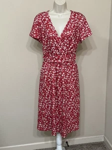 NewShows Damen rot Blumendruck Kurzarm Fit & Flare Midi Sommerkleid XL - Bild 1 von 11