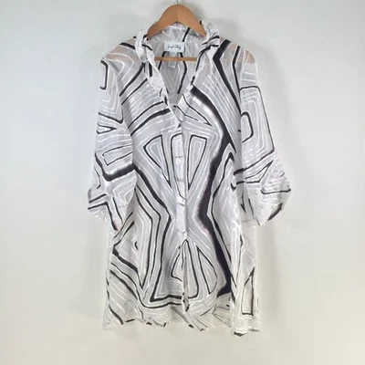 NUEVO Joseph Ribkoff Mujer Camisa Abotonada Talla 12 Blanco Transparente Manga 3/4 123224 Foto 1 de 4