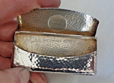 ARTS & CRAFTS ESTILO EDUARDIANO 1911 PLATA MACIZA SOBRE FORMA ESTUCHE TARJETA DE VISITA Foto 1 de 4