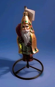 Radko Decorazione Natalizia Vetro Dipinto A Mano Oro e Agrifoglio Mantel Babbo Natale Tedesco - Foto 1 di 6