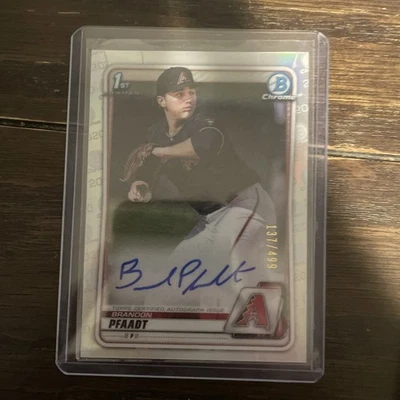 2020 Bowman Draft Chrome Draft Picks Autographs Brandon Pfaadt #CDA-BP /499  - Image 1 of 2