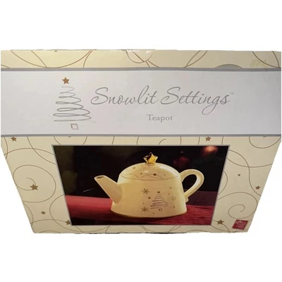 TETERA ÁRBOL DE NAVIDAD RUSS BERRIE SNOWLIT ESTRELLA DORADA ~ NUEVA EN CAJA Foto 1 de 4