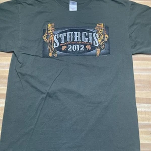 Sturgis Black Hills Rally 2012 Vintage 2-seitiges T-Shirt Größe Large dunkelgrün - Bild 1 von 5