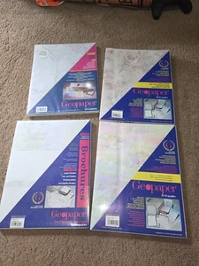 4 Geopaper 24-lb Bond 100 Sheets Laser & Ink Jet Paper Floriar/stone Design  - Picture 1 of 5