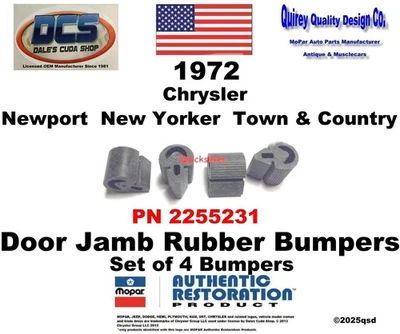 Chrysler Newport New Yorker 1972 puerta jamba goma parachoques kit 2255231 nuevo MoPar Foto 1 de 2