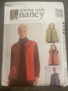 ~Uncut Sewing Pattern McCall's 4152 Vests & Jackets~Nancy Zieman - Picture 1 of 6
