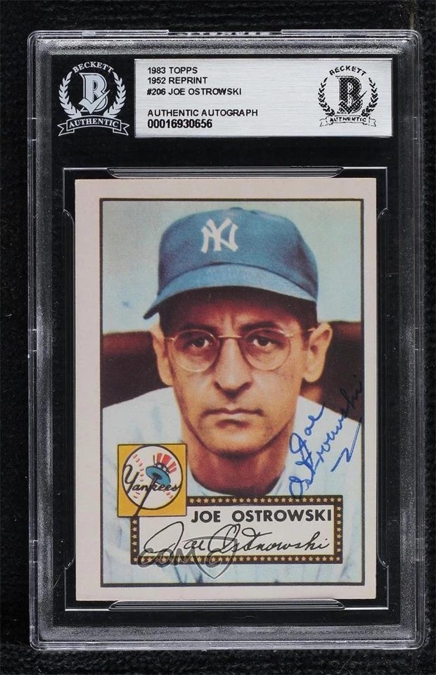 BAS 1983 Topps 1952 Reprint Series Joe Ostrowski #206 BGS Authentic Auto - Image 1 of 2