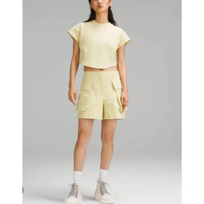 Lululemon women Relaxed-Fit Super-High-Rise Cargo Short 4" finch yellow size 0 - Image 1 of 4