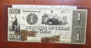 Republik Texas $1__1841__hochwertig vz__geschnittene Abstempelungen mit Band - Bild 1 von 4