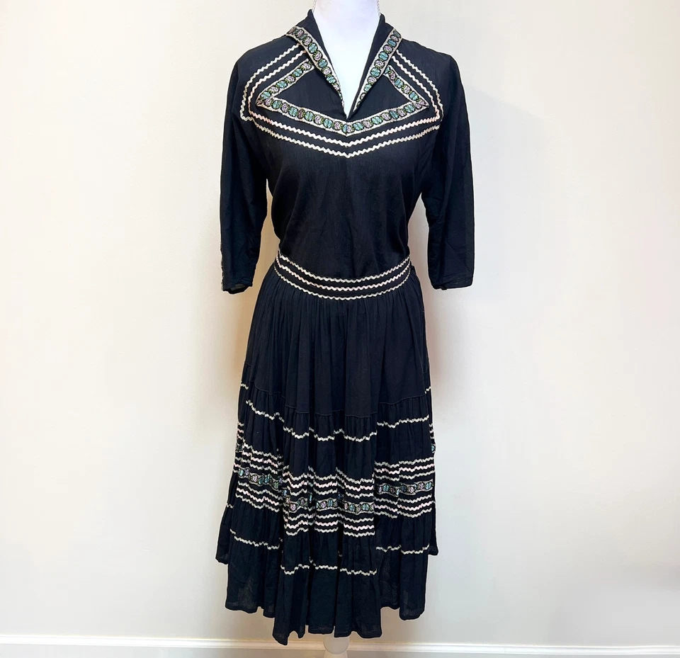 50s Thunderbird Fashions Fiesta Patio Dress Set, Full Circle Skirt, ROCKABILLY - Image 1 of 4