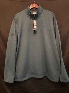 Callaway 1/4 Zip Pullover Top Mens XXL Teal Heather Jacquard UPF 50 L/S NWT $85 - Picture 1 of 16