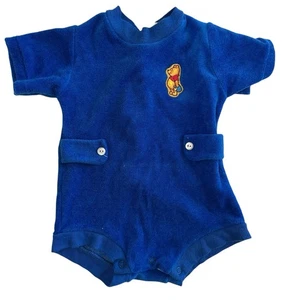 Vintage Winnie Puuh Baby Strampler Gr. S 3-6 M blau Frottee Jungen 70er 80er - Bild 1 von 6