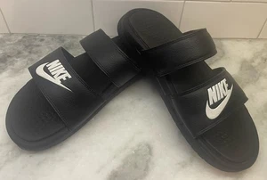 Nike Offcourt Duo Damen-Sandalen doppelter Lederriemen Größe 9 schwarz - Bild 1 von 6