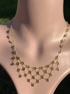 9ct gold incredible natural cabochon Peridot chandelier pendant necklace 7.3 G - Picture 1 of 8