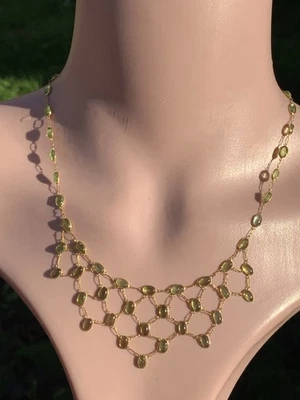 9ct gold incredible natural cabochon Peridot chandelier pendant necklace 7.3 G - Image 1 of 4
