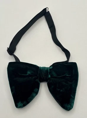 Pajarita de terciopelo verde esmeralda vintage ajustable tamaño cuello Foto 1 de 3