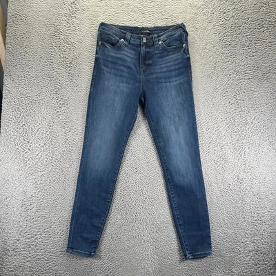 True Religion Halle Mid Rise Super Skinny Blue Jeans Women's Size 32 Stretch - Image 1 of 4