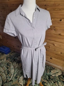 Pendleton Kleid Damen Größe 6 Grau Leinenmischung Kurzarm Longshirt - Bild 1 von 6
