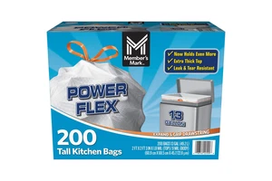 Member's Mark 13 Gal Kitchen Trash Bags 200 Ct Power Flex Strong - Picture 1 of 6