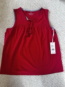 NWT Girls Vineyard Vines Sleeveless Ladder Lace Top- Lighthouse Red- Size L - Picture 1 of 5