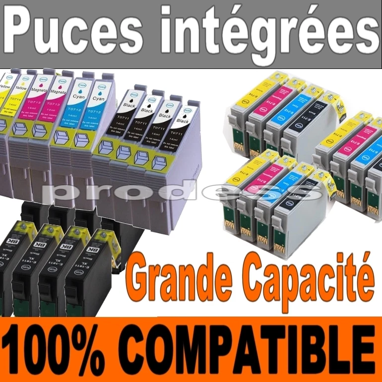 Pack Cartouches d'encre compatibles Epson pour imprimantes série stylus SX BX B - Photo 1/1