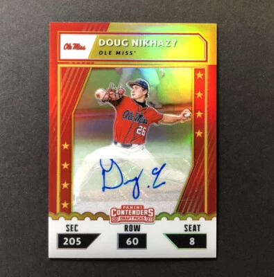 Doug Nikhazy 2021 Elite Extra Edition Gold College Tickets Auto #d/10 Guardians - Image 1 of 2